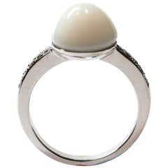 Button Pearl Diamond Gold Ring