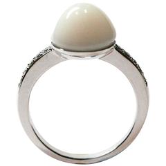 Button Pearl Diamond Gold Ring 3