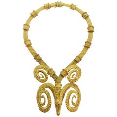 Zolotas gold ram's head necklace