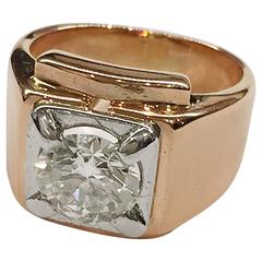 art deco 1.80 carat circular cut diamond gold platinum ring 3