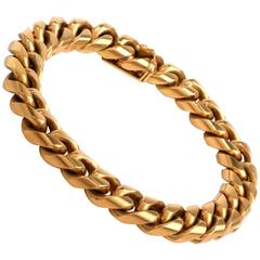 Vintage Heavy Gold Cuban Link Bracelet, 