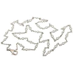 Modern Diamond Platinum Link Chain Necklace