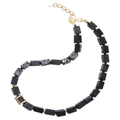 Unique Necklace with Black Onyx Beads and 216.20 Carat Black Tourmaline