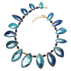 Teardrop Necklace with 182.69 Carat Exquisite Shattuckite and Emerald