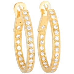 Van Cleef & Arpels 18 Karat Gold 2.75 Carat Diamond Inside-Out Hoop Earrings