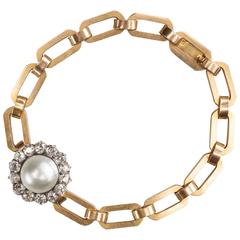 Diamond Gold Blister Pearl Bracelet