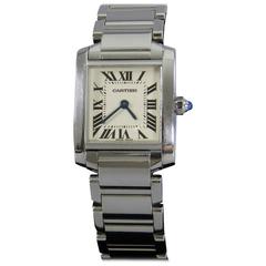 Cartier Lady's Stainless Steel Tank Francaise quartz Wristwatch Ref 2384