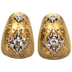 Textured Gold Huggie Earrings with Diamonds Textured Gold Huggie Earrings with Diamonds