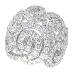 Italian 5.08 Carat Diamond and White Gold Dress Ring