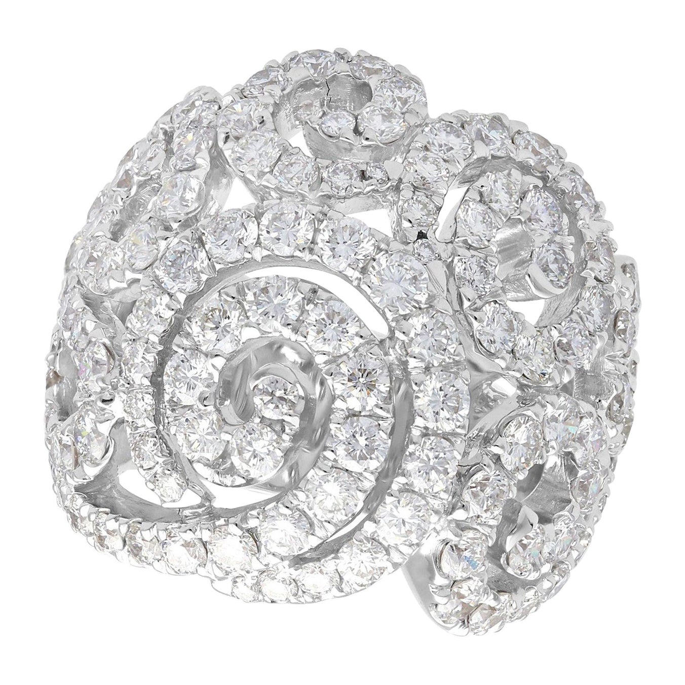 Italian 5.08 Carat Diamond and White Gold Cocktail Ring