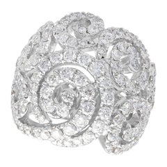 Italian 5.08 Carat Diamond and White Gold Cocktail Ring