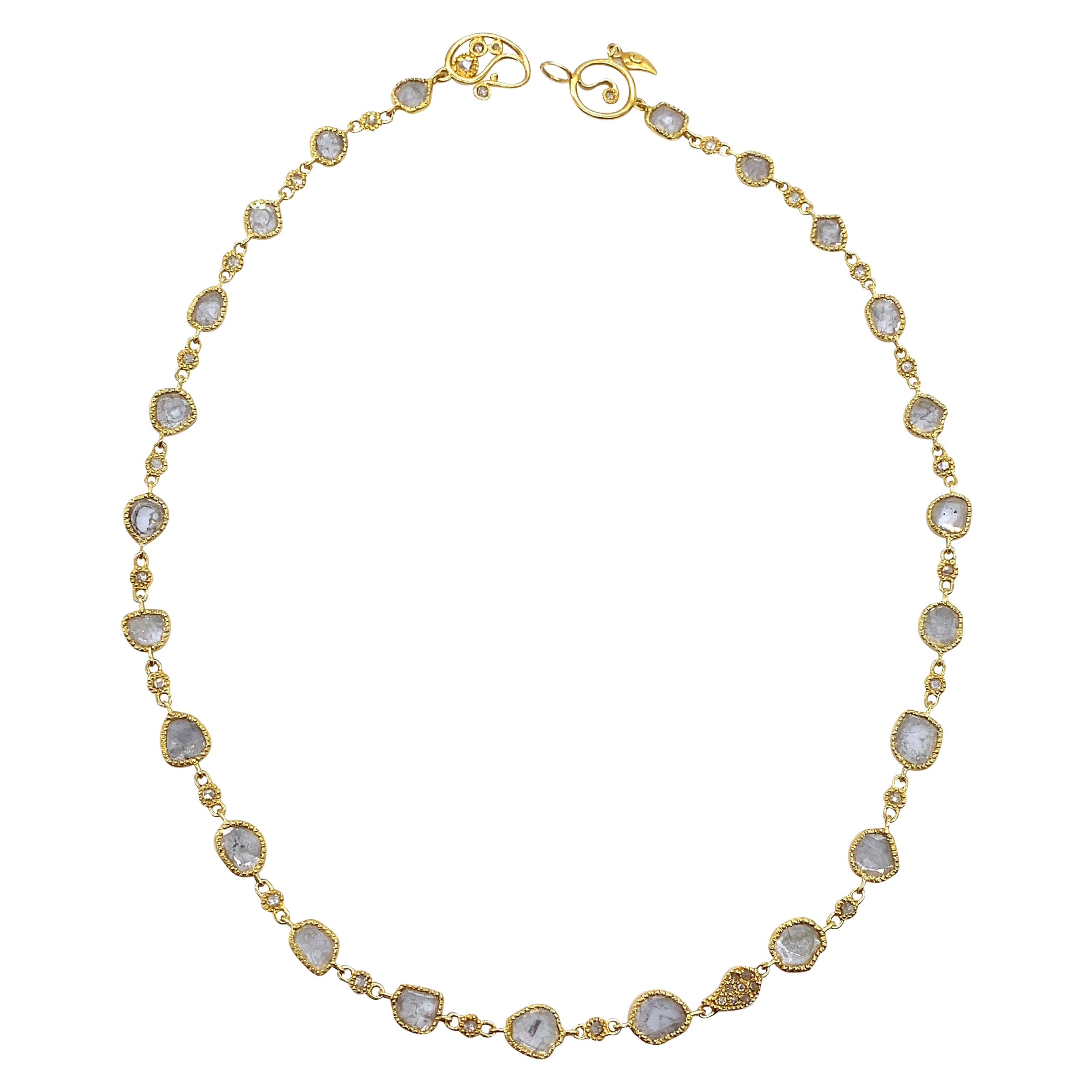Stunning 6.32 Carat Rose-Cut White Diamond Necklace