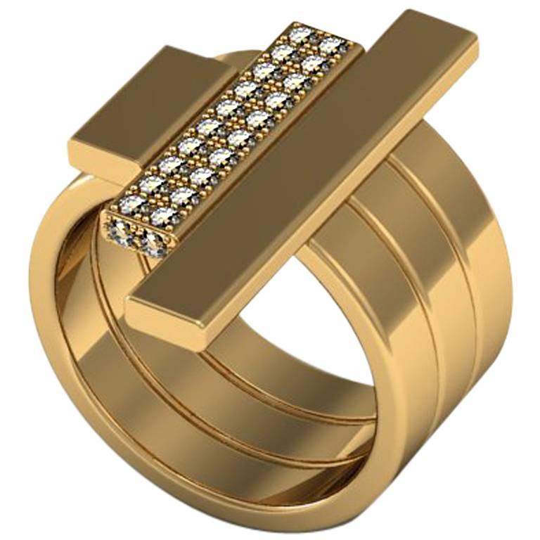 Suzon Ingber & Sparkles Diamond and Gold Ring For Sale