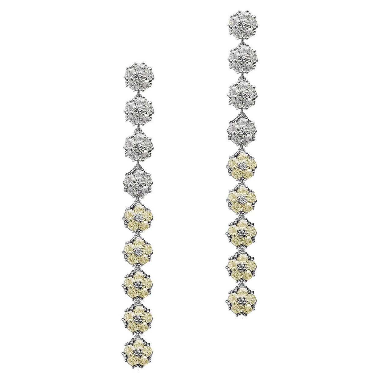 Blossom Gentile Ombre Chandelier Earrings, White and Yellow Gemstones For Sale