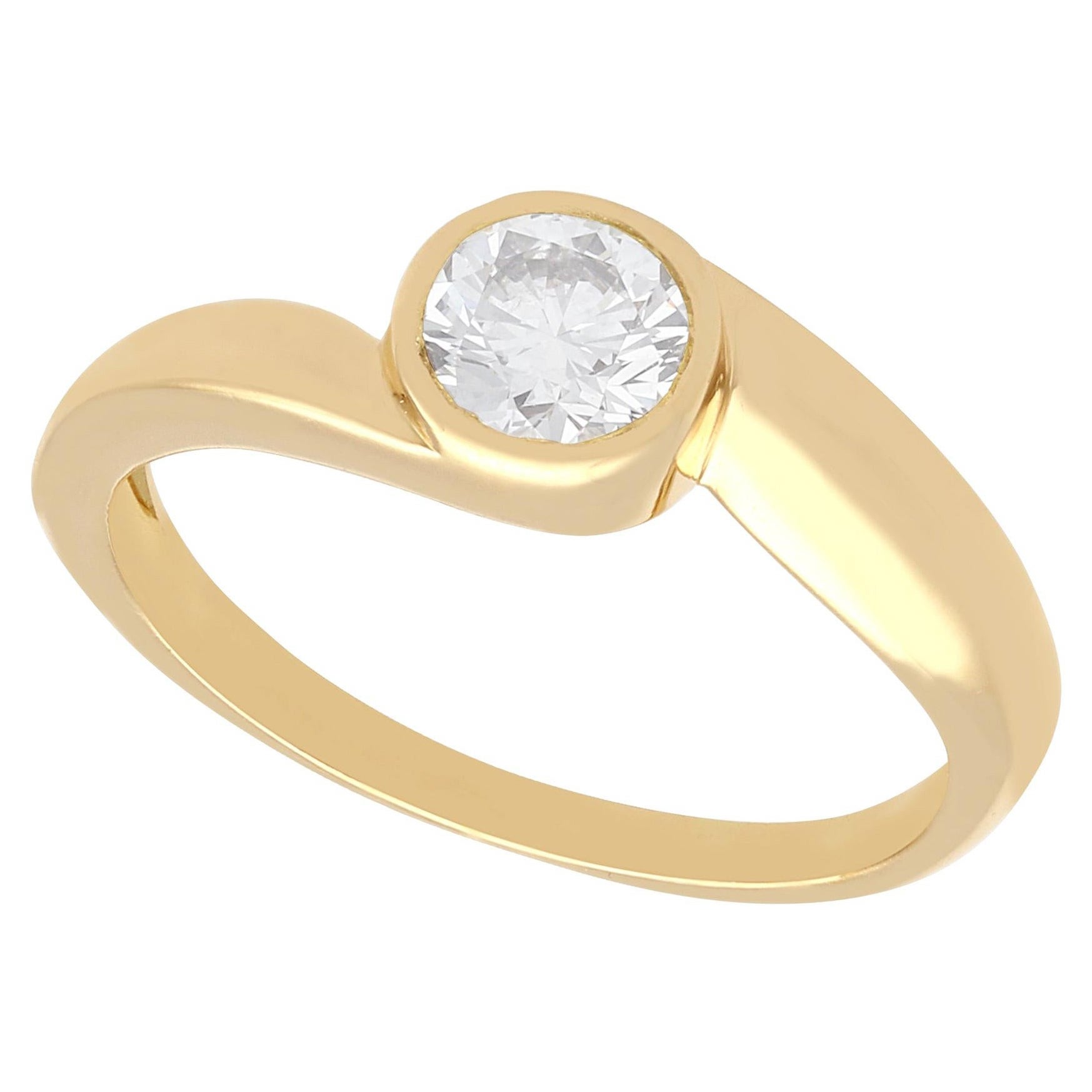 1950s French Diamond and Yellow Gold Twist Solitaire Ring