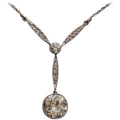 Antique Edwardian Diamond Gold Platinum Pendant