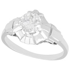 1930s French 0.63 Ct Diamond and 18K White Gold Solitaire Ring