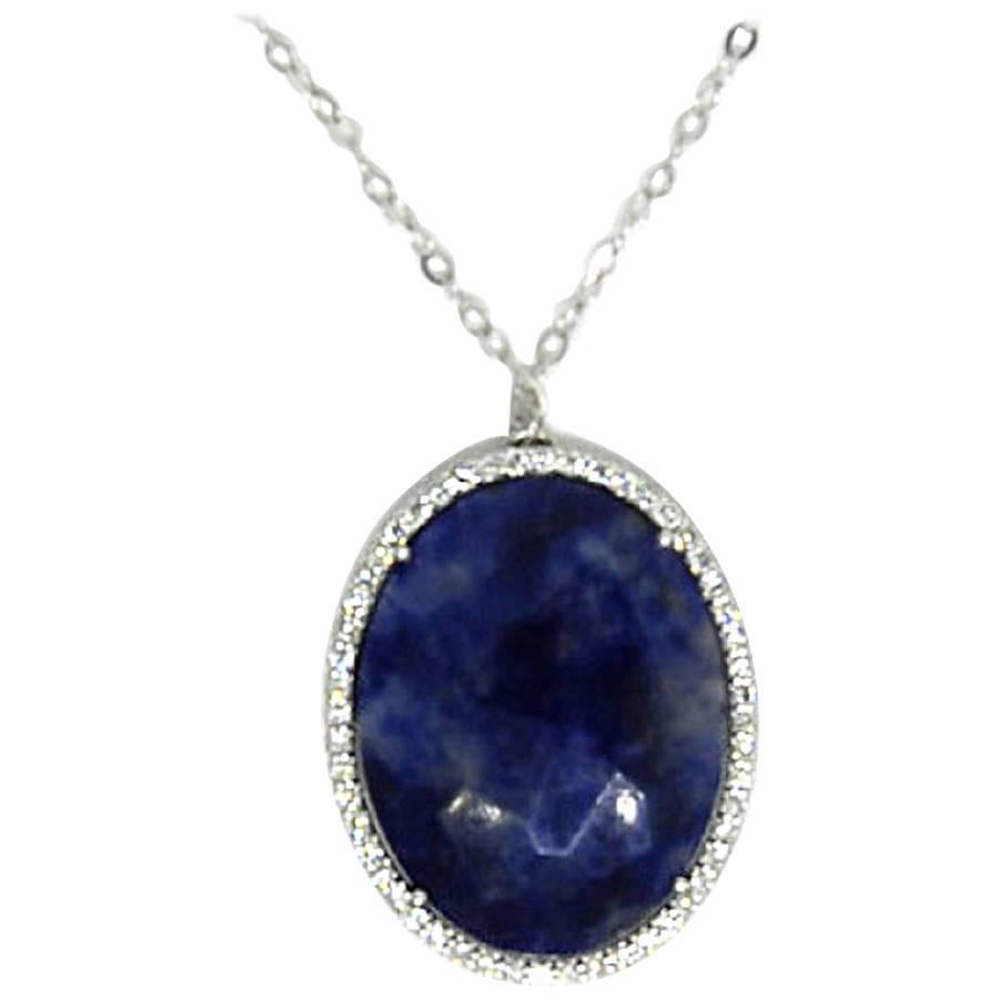 Diamond and Oval Color Stone Necklace