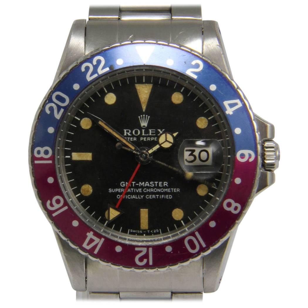 Rolex GMT Ref. 1675 Steel Wrist Watch For Sale