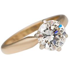 GIA Certified F/VS2 Round Brilliant 1.5 Carat Diamond Solitaire Ring