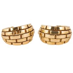 Vintage Cartier Gold Hoop Earrings of Heavy Weight