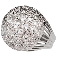 1960s Retro 3 Carat Diamond Gold Dome Ring
