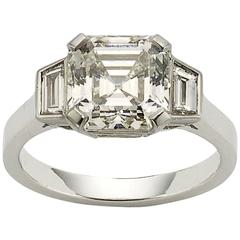 3.53 Carat GIA Cert Asscher cut diamond platinum ring 4