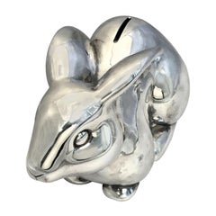 Tiffany & Company - Grande tirelire en argent sterling avec pièce de monnaie en forme de lapin