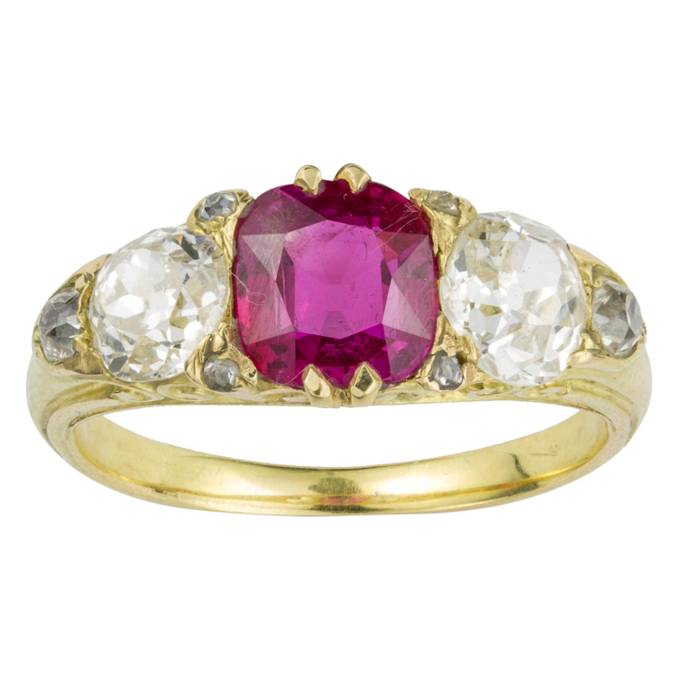 VICTORIAN 5-STONE RUBY RING at 1stDibs