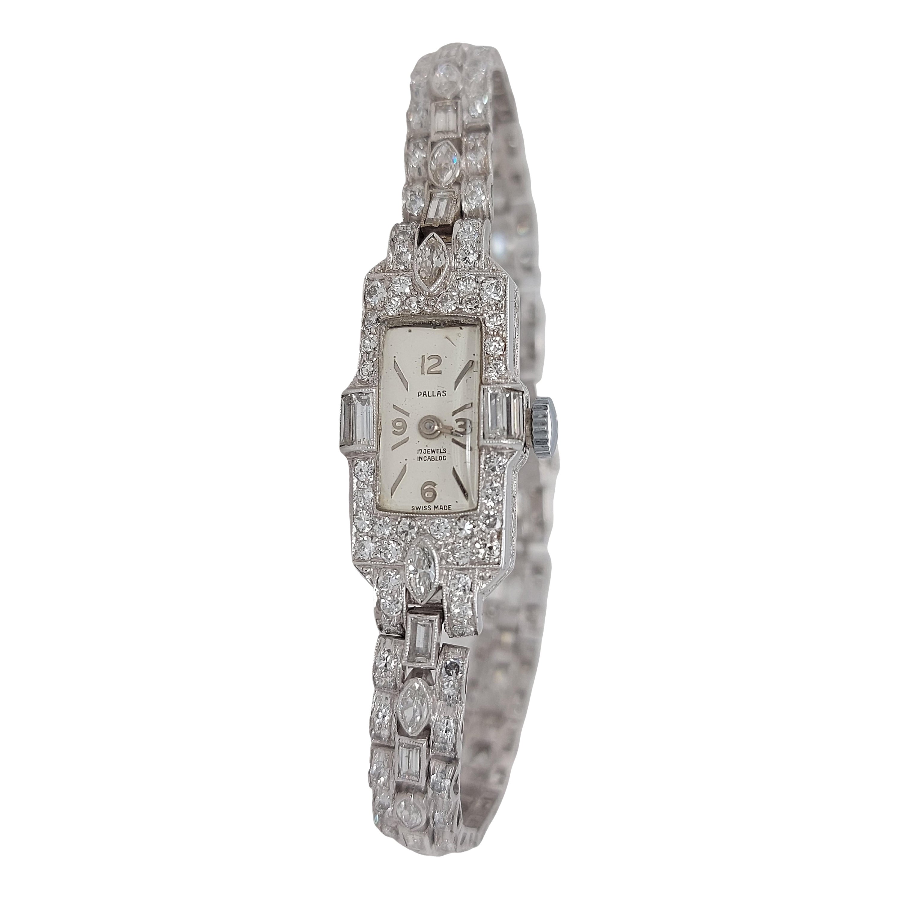 Platinum Stunning Pallas Diamond Tennis Bracelet Watch