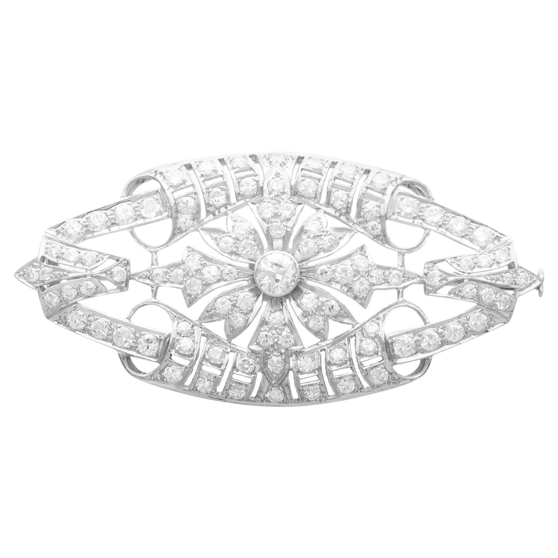 1930s 4.65 Carat Diamond and Platinum Plaque Brooch