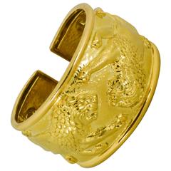 Retro David Webb gold Lion cuff bracelet