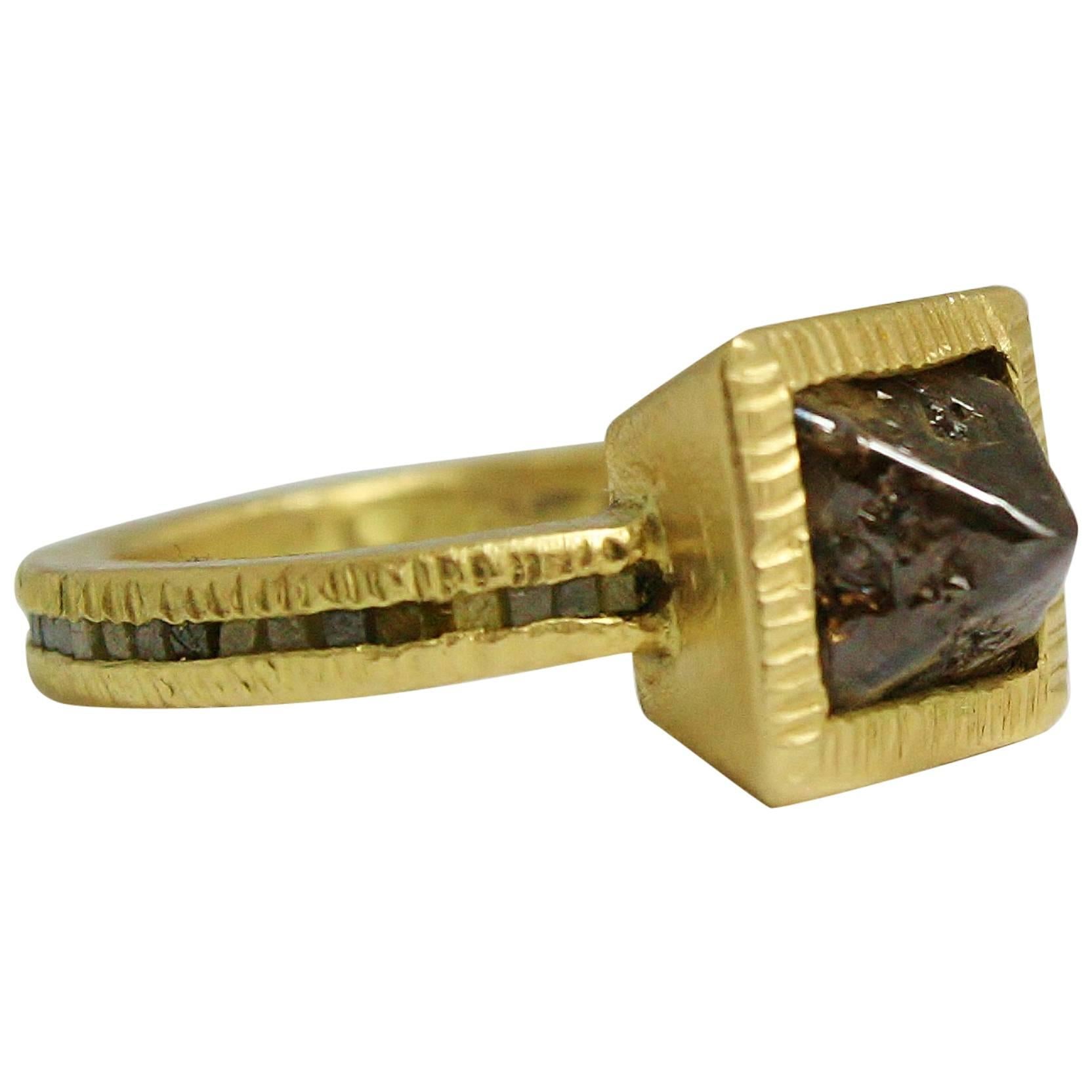 Todd Reed Raw Diamond Gold Ring For Sale