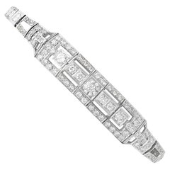 1930s Antique 4.46 Carat Diamond and Platinum Bracelet