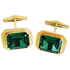 Mid-Century Tourmaline Gold Cufflinks