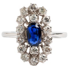 Diamond and Sapphire Cluster Ring, Total Est 1.12 Carat
