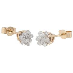 Donna Brennan Silver Rough Diamond 18ct Gold Stud Earrings 