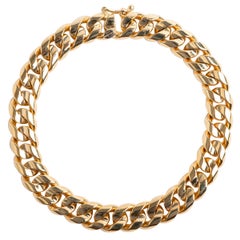 14 Karat Yellow Gold Close Flat Curb Bracelet, Hallmarked London 2020