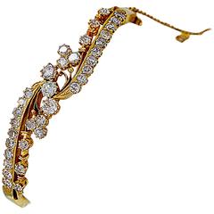 Edwardian Diamond Gold Bangle Bracelet