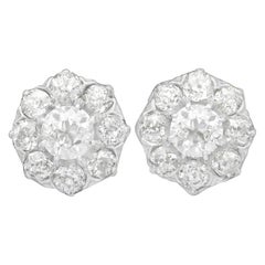 Boucles d'oreilles anciennes des années 1910 en or jaune et diamants de 3,37 carats