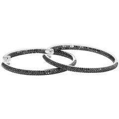 Black Diamond Gold Large Inside-Out Oval Hoop Earrings