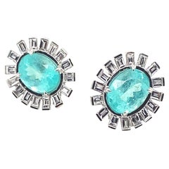 Paraiba and Diamond Earrings with 2.11-carat Diamonds