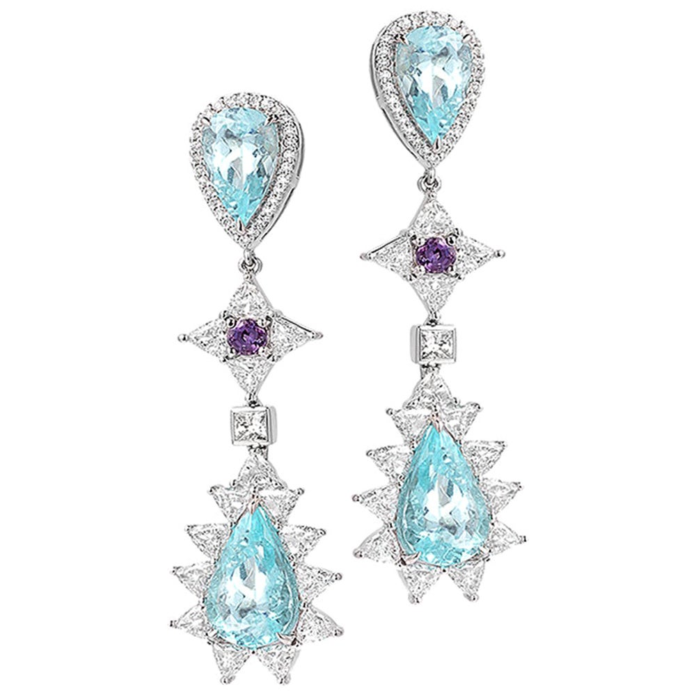 White Gold Paraiba Shard Earrings