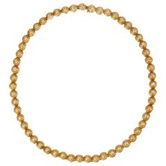 Retro Diamond Gold Tennis Necklace 