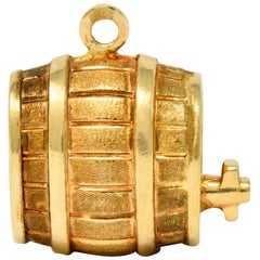 Vintage Italian 18 Karat Gold Barrel Keg Charm