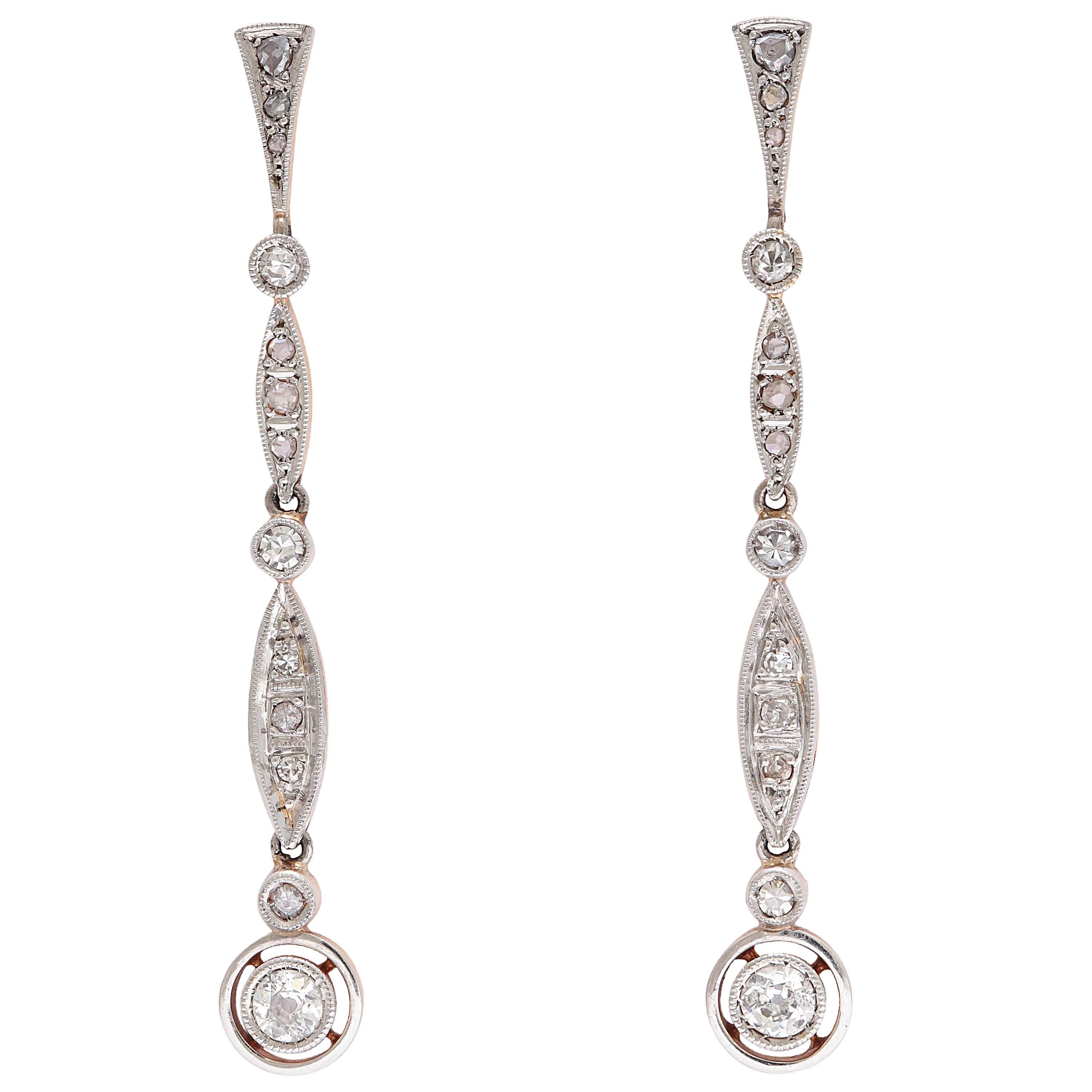 Antique Rose and Mine Diamond Earrings