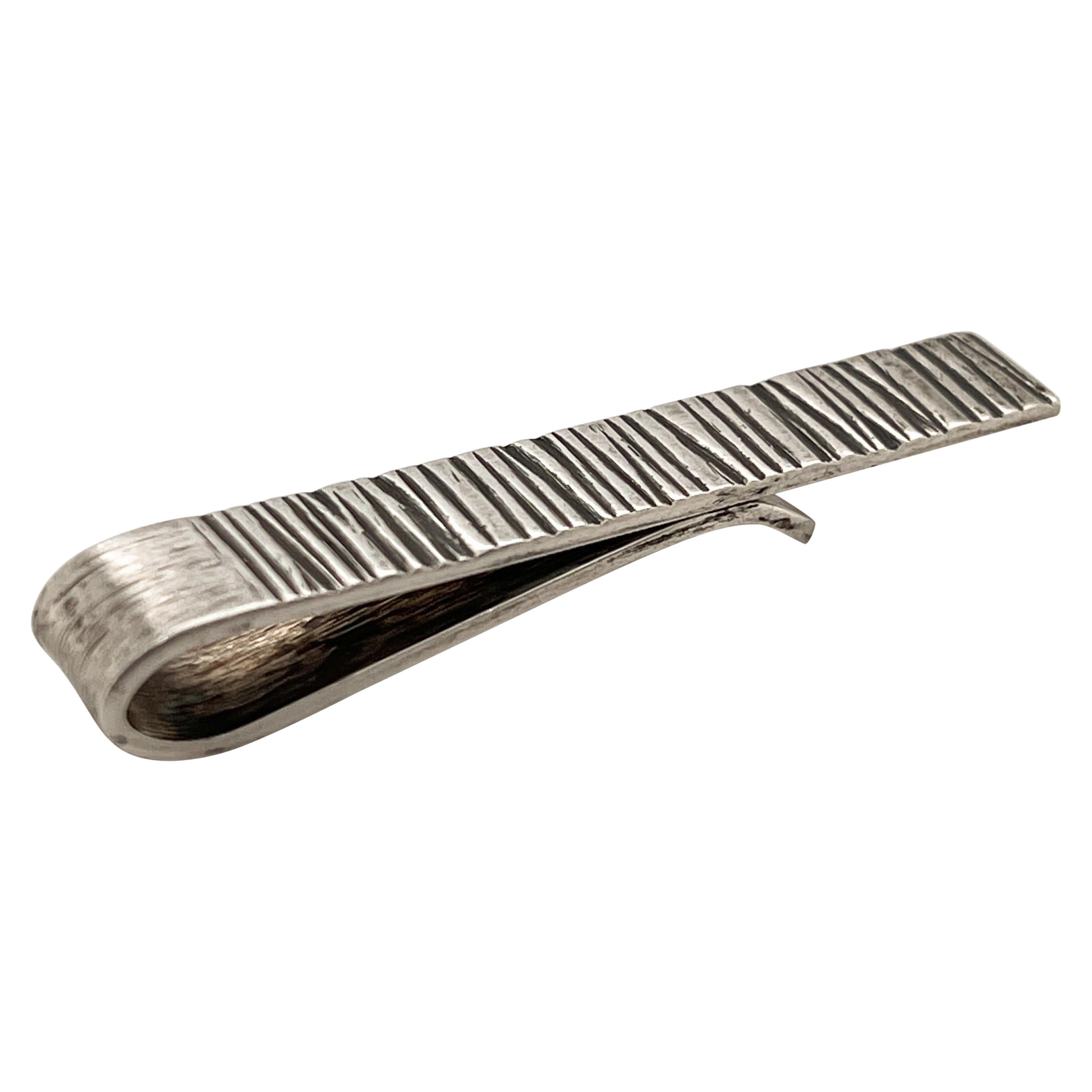 Signed Harold Fithian California Modernist Sterling Silver Tie Bar or Money Clip For Sale