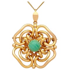 2.83 Carat Cabochon Cut Chalcedony and Yellow Gold Pendant