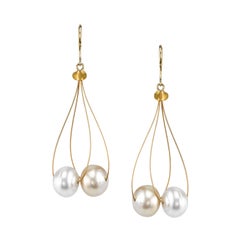 South Sea Tahitian Pearls 18KY Dangle Earrings