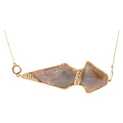 Arrowhead Necklace in 20K Yellow Gold with Agate and 1.02 Carat Diamonds